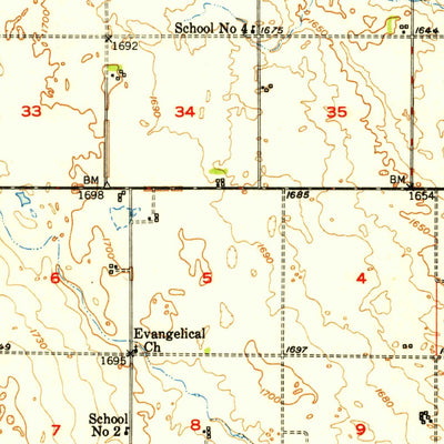 United States Geological Survey Burlington, ND (1951, 62500-Scale) digital map