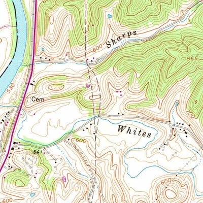 United States Geological Survey Burnaugh, KY-WV (1972, 24000-Scale) digital map