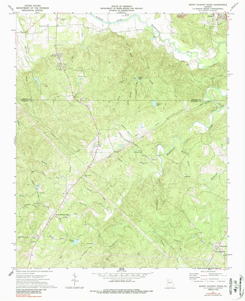 Burnt Hickory Ridge, GA (1972, 24000Scale) Map by United States