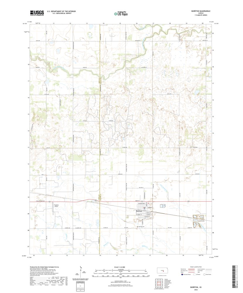 Burrton KS 2022 24000 Scale Map by United States Geological