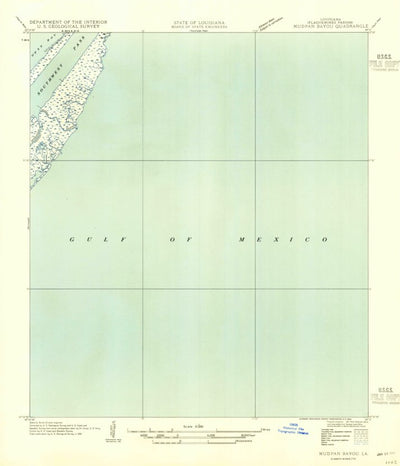 United States Geological Survey Burrwood Bayou East, LA (1954, 31680-Scale) digital map
