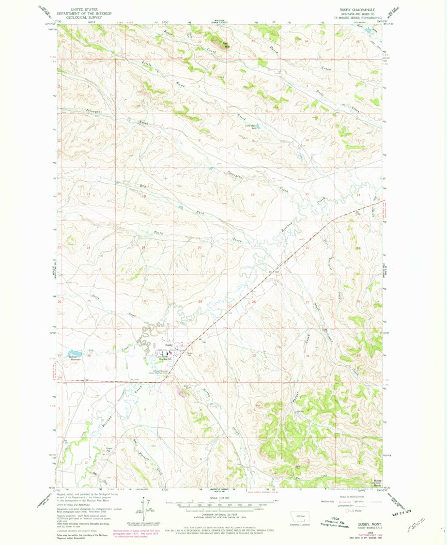 Busby, MT (1958, 24000-Scale) Map by United States Geological Survey ...