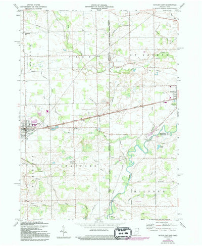 United States Geological Survey Butler East, IN-OH (1958, 24000-Scale) digital map