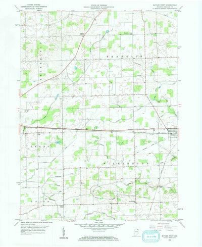 United States Geological Survey Butler West, IN (1958, 24000-Scale) digital map