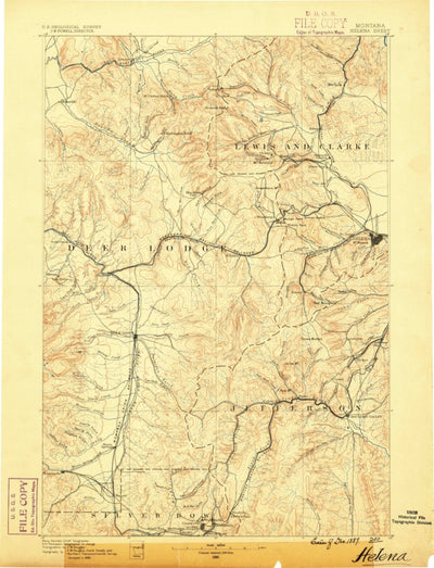 United States Geological Survey Butte E, MT (1889, 250000-Scale) digital map