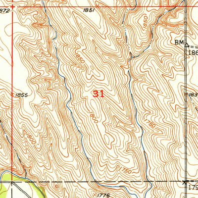 United States Geological Survey Butte NW, NE-SD (1951, 24000-Scale) digital map