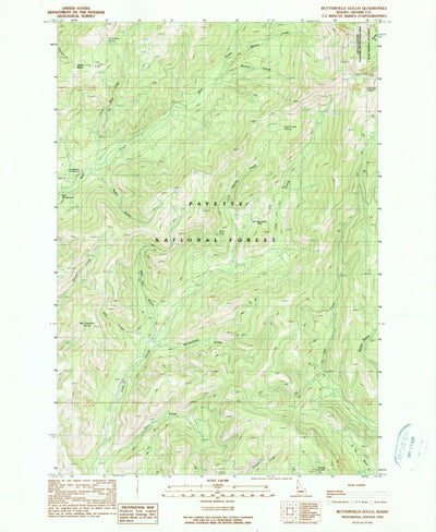 United States Geological Survey Butterfield Gulch, ID (1990, 24000-Scale) digital map
