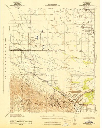 United States Geological Survey Button Willow, CA (1942, 62500-Scale) digital map