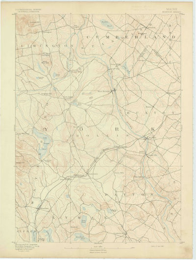United States Geological Survey Buxton, ME (1893, 62500-Scale) digital map