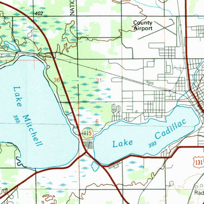 United States Geological Survey Cadillac, MI (1983, 100000-Scale) digital map