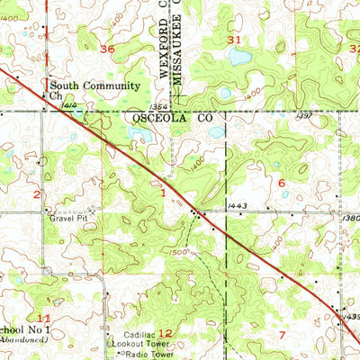 United States Geological Survey Cadillac South, MI (1957, 62500-Scale) digital map