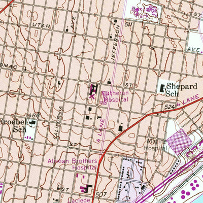 United States Geological Survey Cahokia, IL-MO (1954, 24000-Scale) digital map