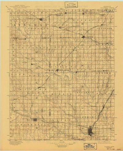 United States Geological Survey Caldwell, KS (1897, 125000-Scale) digital map