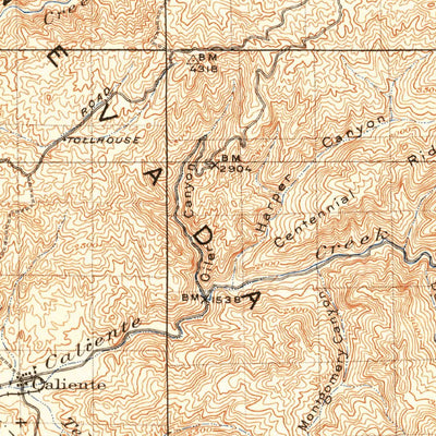 United States Geological Survey Caliente, CA (1914, 125000-Scale) digital map