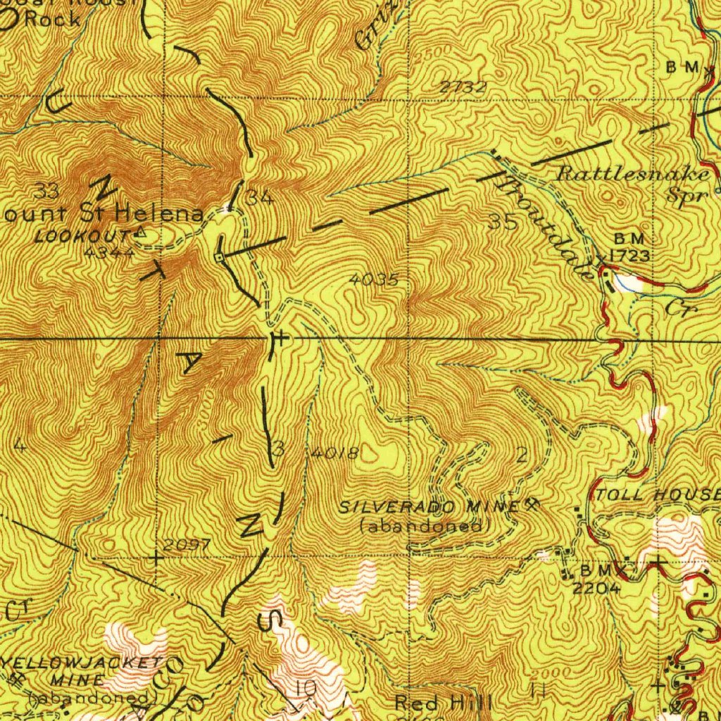 Calistoga, CA (1943, 62500-Scale) Map by United States Geological ...