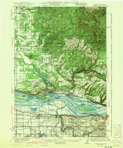 United States Geological Survey Camas, WA-OR (1942, 62500-Scale) digital map