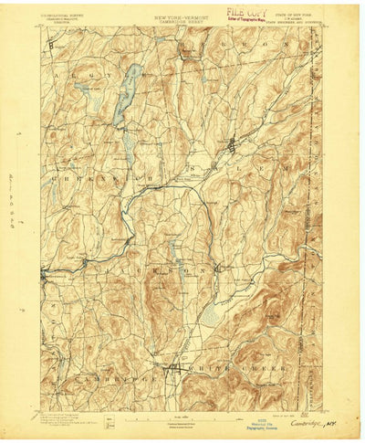 United States Geological Survey Cambridge, NY-VT (1895, 62500-Scale) digital map