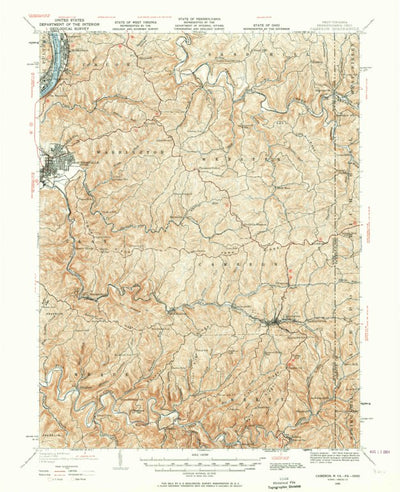 United States Geological Survey Cameron, WV-PA-OH (1935, 62500-Scale) digital map