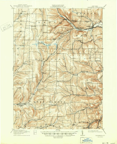 United States Geological Survey Canaserage, NY (1916, 62500-Scale) digital map