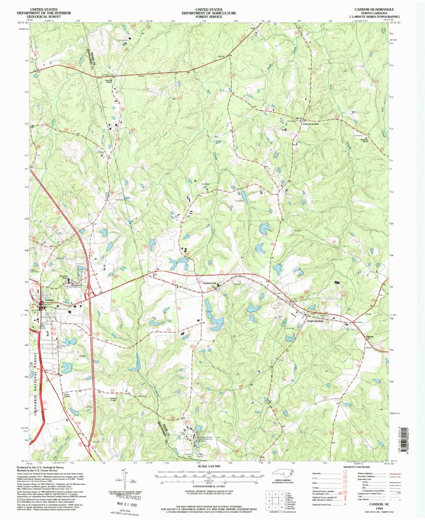 Candor, NC (1994, 24000-Scale) Map by United States Geological Survey ...