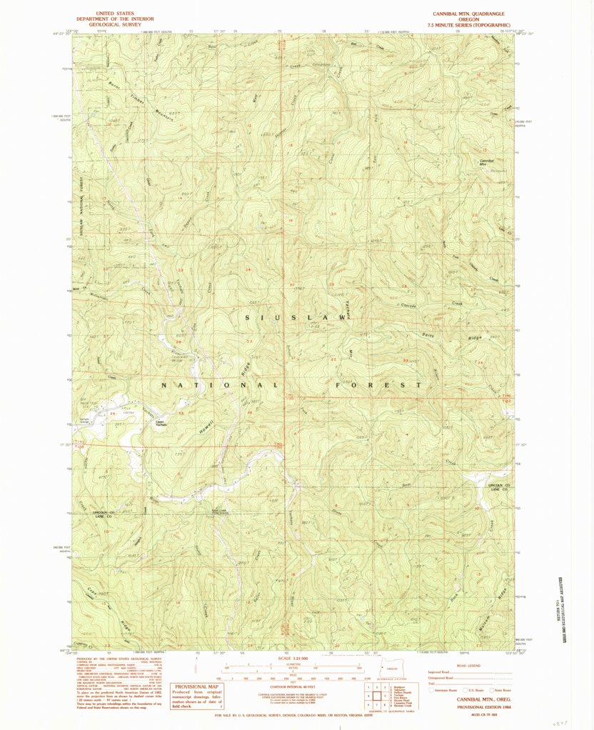 Cannibal Mountain, OR (1984, 24000-Scale) Map by United States ...