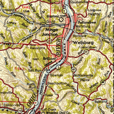 United States Geological Survey Canton, OH-PA-WV (1953, 250000-Scale) digital map