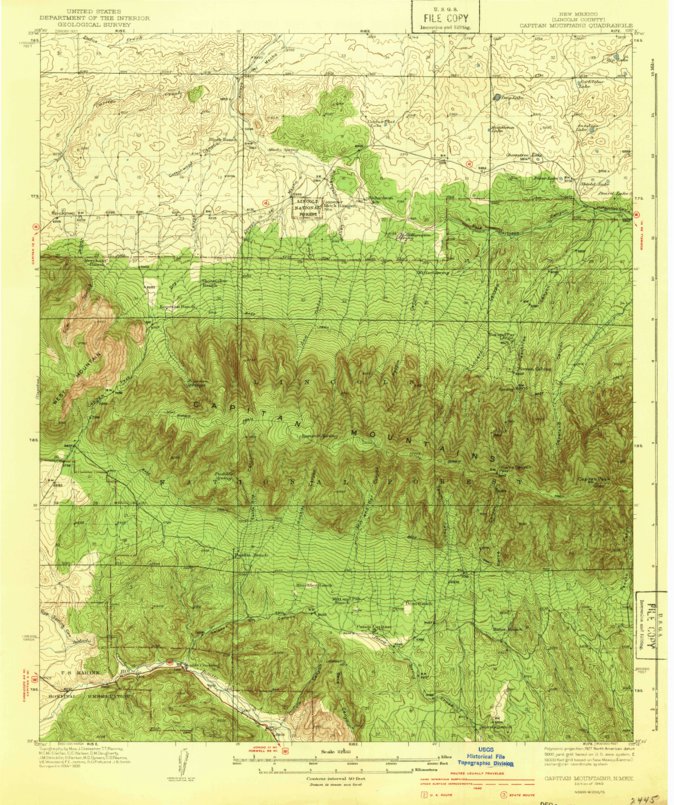 Capitan Mountains, NM (1940, 62500-Scale) Map by United States ...