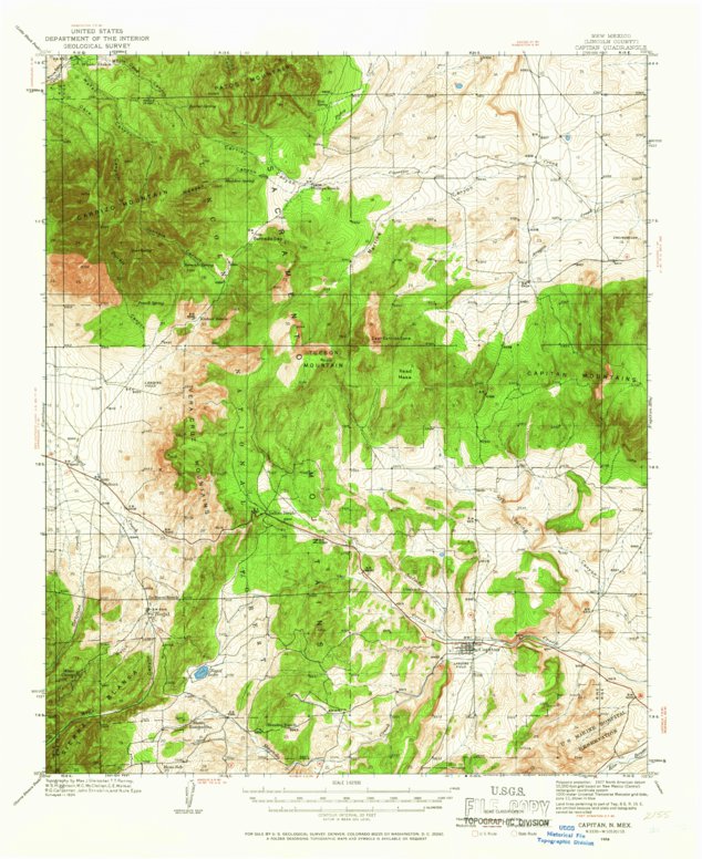 Capitan, NM (1934, 62500-Scale) Map by United States Geological Survey ...