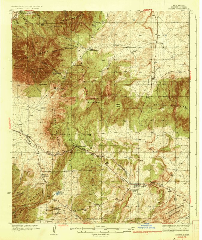 Capitan, NM (1937, 62500-Scale) Map by United States Geological Survey ...