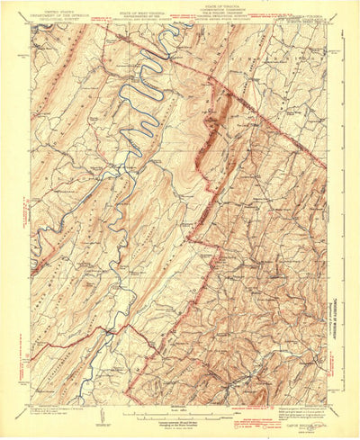 United States Geological Survey Capon Bridge, WV-VA (1943, 62500-Scale) digital map