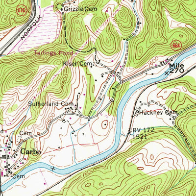 United States Geological Survey Carbo, VA (1958, 24000-Scale) digital map