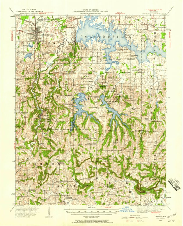 Carbondale, IL (1941, 62500-Scale) Map by United States Geological ...