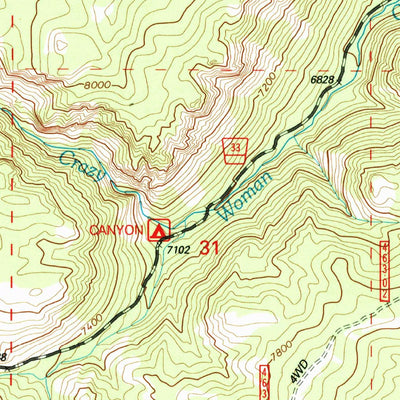 United States Geological Survey Caribou Creek, WY (1993, 24000-Scale) digital map