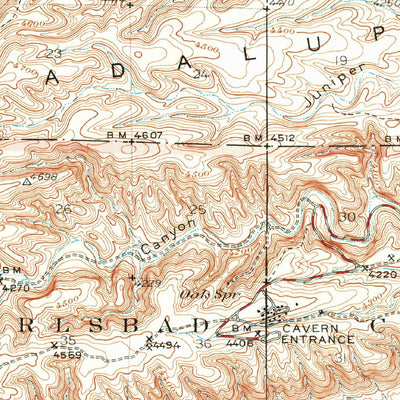 United States Geological Survey Carlsbad Caverns East, NM-TX (1945, 62500-Scale) digital map