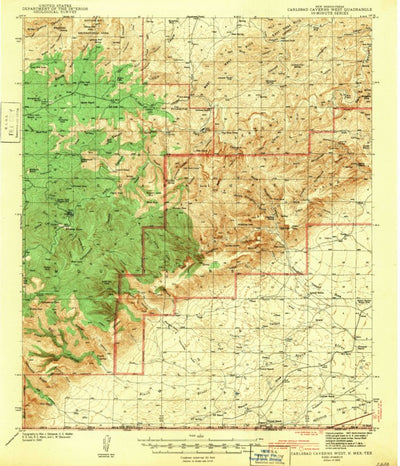 United States Geological Survey Carlsbad Caverns West, NM-TX (1943, 62500-Scale) digital map