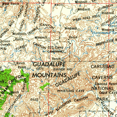 United States Geological Survey Carlsbad, NM-TX (1958, 250000-Scale) digital map