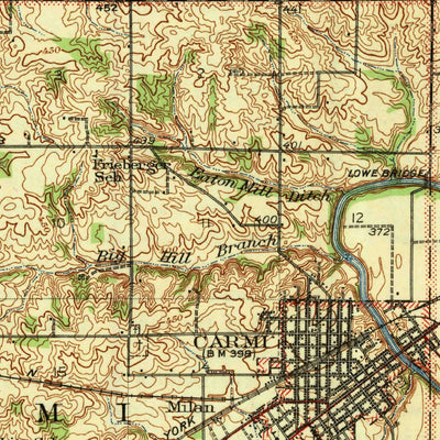 United States Geological Survey Carmi, IL-IN (1943, 62500-Scale) digital map