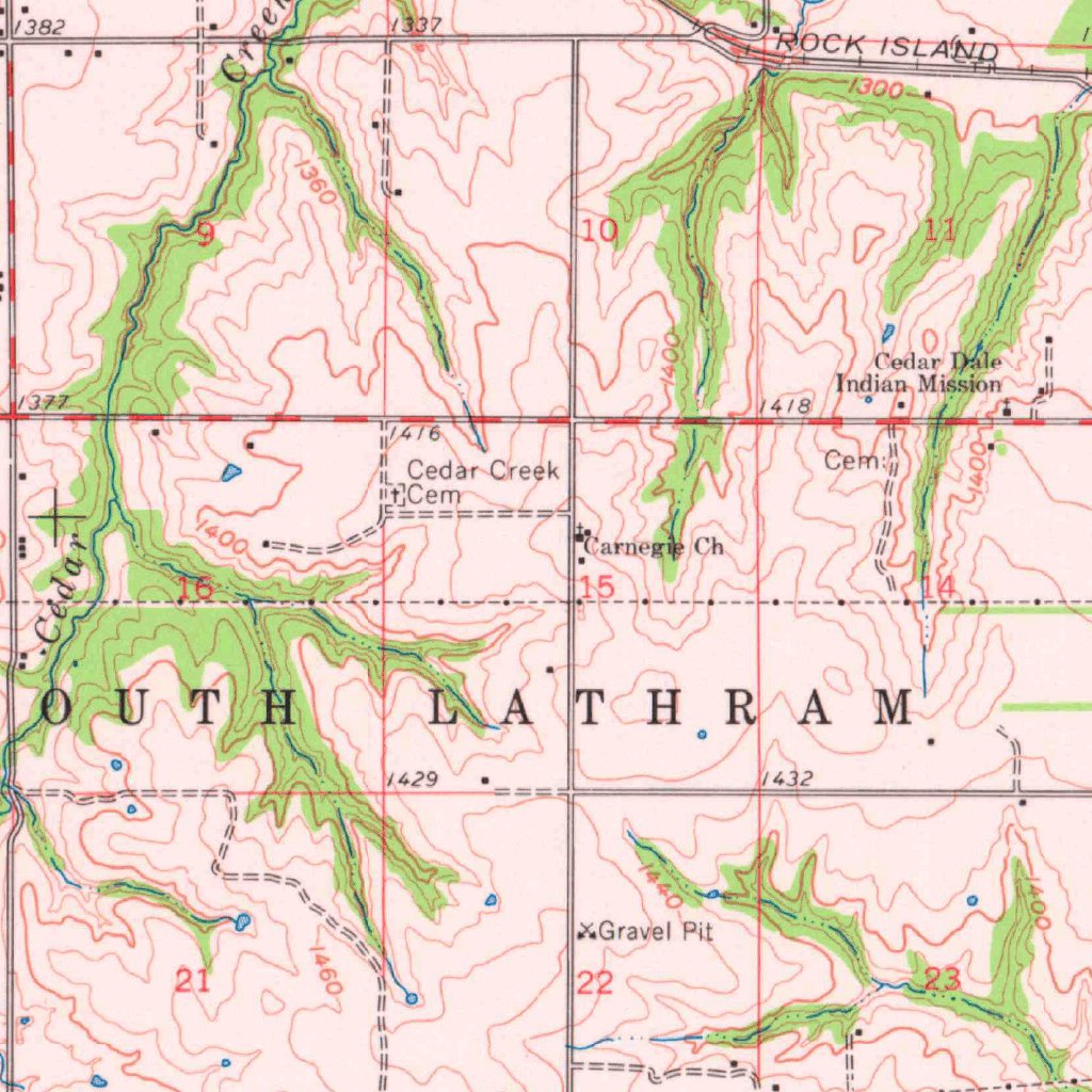 Carnegie Ridge Map Carnegie, OK (1961, 62500-Scale) Map by United States Geological Survey ...