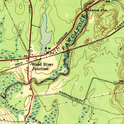 United States Geological Survey Carolina, RI (1943, 31680-Scale) digital map