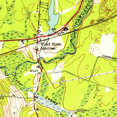 United States Geological Survey Carolina, RI (1953, 31680-Scale) digital map