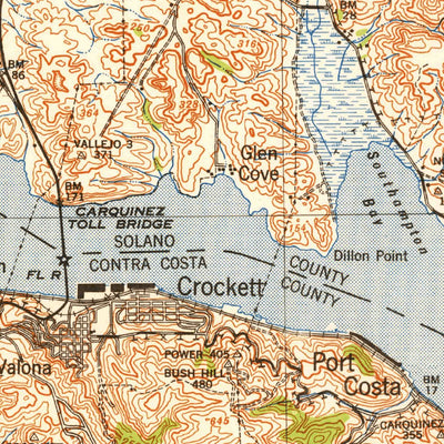 United States Geological Survey Carquinez Strait, CA (1942, 62500-Scale) digital map