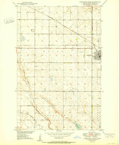 United States Geological Survey Carrington West, ND (1950, 24000-Scale) digital map