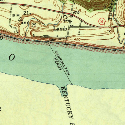 United States Geological Survey Carrollton, KY-IN (1943, 24000-Scale) digital map