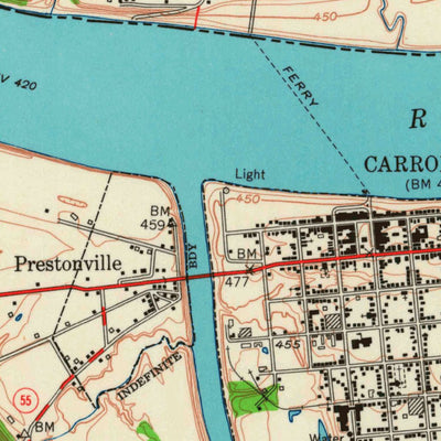United States Geological Survey Carrollton, KY-IN (1953, 24000-Scale) digital map