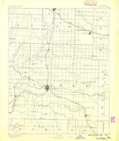 United States Geological Survey Carthage, MO (1886, 125000-Scale) digital map