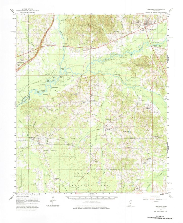 Carthage, MS (1961, 62500-Scale) Map by United States Geological Survey ...