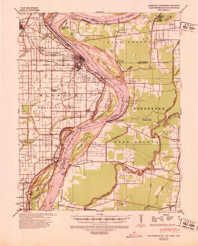 United States Geological Survey Caruthersville, MO-TN-AR (1939, 62500-Scale) digital map