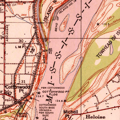 United States Geological Survey Caruthersville, MO-TN-AR (1939, 62500-Scale) digital map
