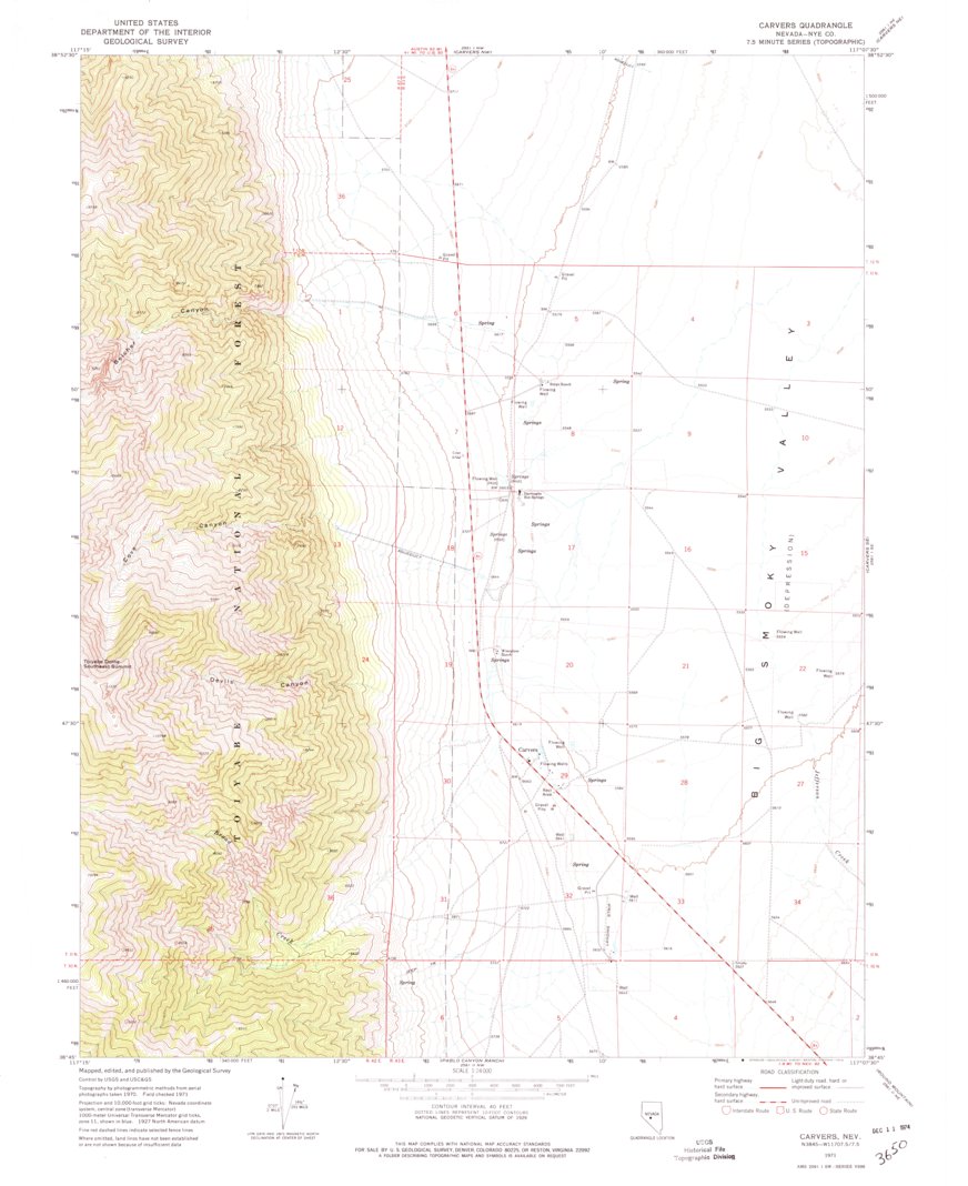 Carvers, NV (1971, 24000-Scale) Map by United States Geological Survey ...