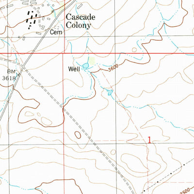 United States Geological Survey Cascade Colony, MT (1983, 24000-Scale) digital map
